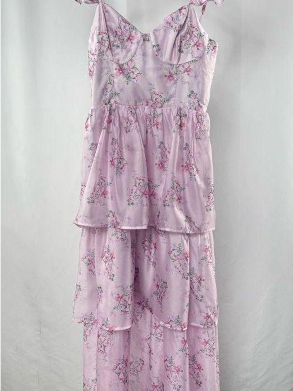 Lulus Layered Floral Ruffle Dress in pink